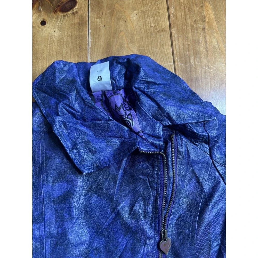 Disney Descendants Mal Boys Faux Leather Moto Jacket Purple Blue Size 11/12